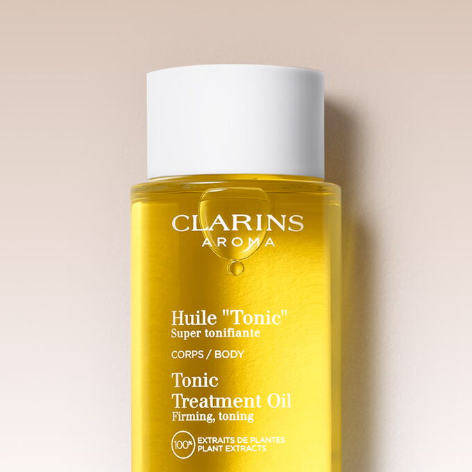 Tonic Treatment Oil, n&auml;rbild p&aring; f&ouml;rpackning och aromatisk doft