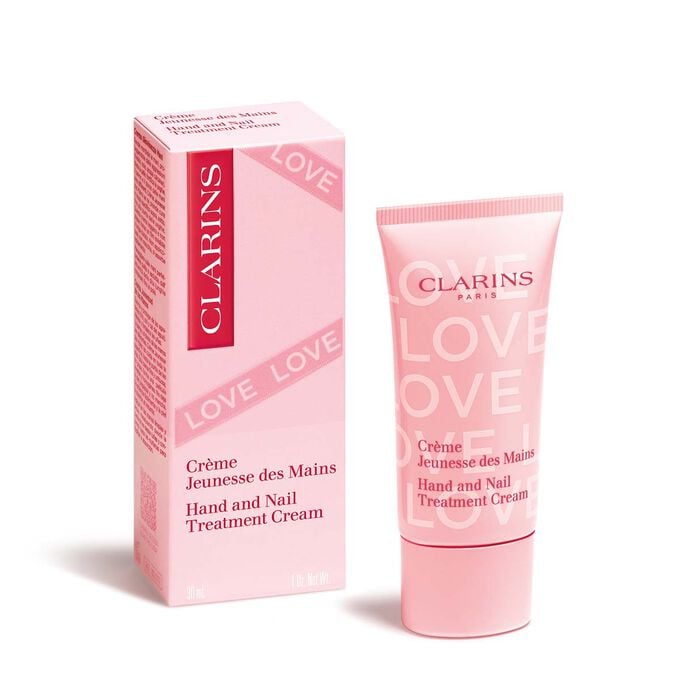 Packshot av Hand Cream Limited Edition Love Collection och dess f&ouml;rpackning, som visar den livfulla f&auml;rgen och den eleganta designen.