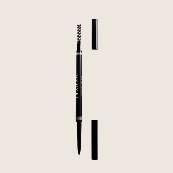 Packshot av Clarins 2-i-1 Light Brown Brow Pencil med integrerad borste och ultrafin utdragbar spets f&ouml;r naturliga bryn.