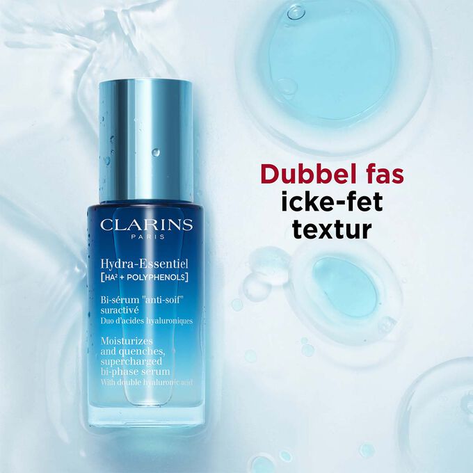 Hydra Essentiel Bi-Serum gel med dubbel fas och icke-fet textur.