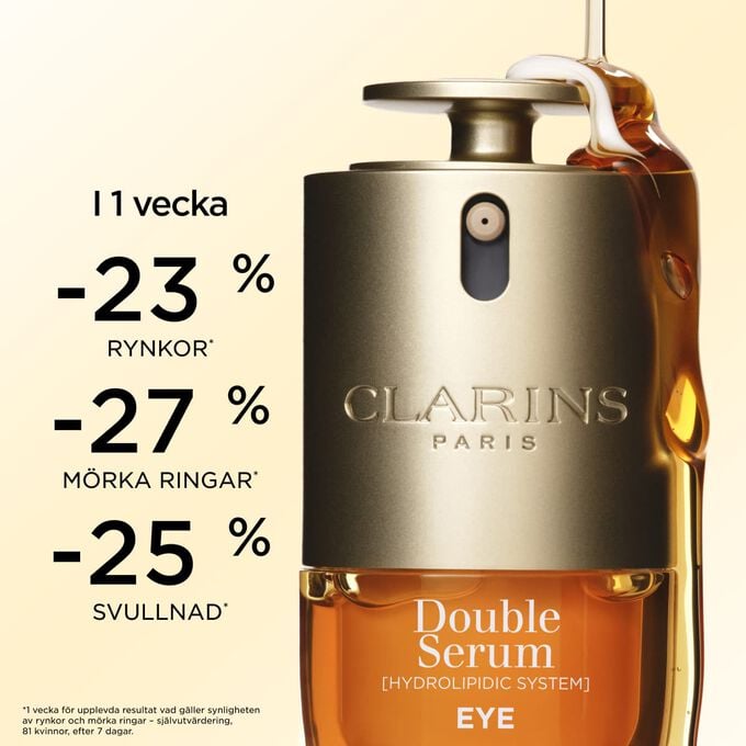 Double Serum Eye &ouml;gonkonturserum ger resultat p&aring; 1 vecka: minskade rynkor, m&ouml;rka ringar och svullnad f&ouml;r ett yngre utseende.