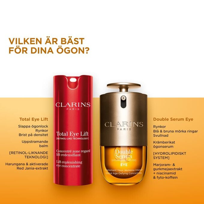 J&auml;mf&ouml;r Total Eye Lift och Double Serum Eye &ouml;gonkonturserum f&ouml;r att hitta din b&auml;sta &aring;ldersmotverkande &ouml;gonv&aring;rd.