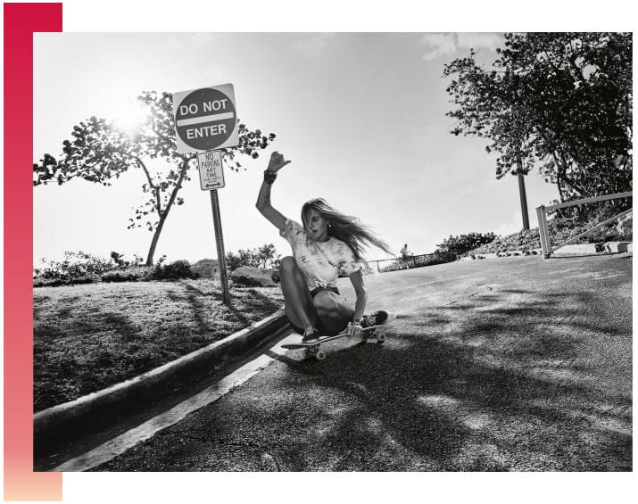 Woman skateboarding