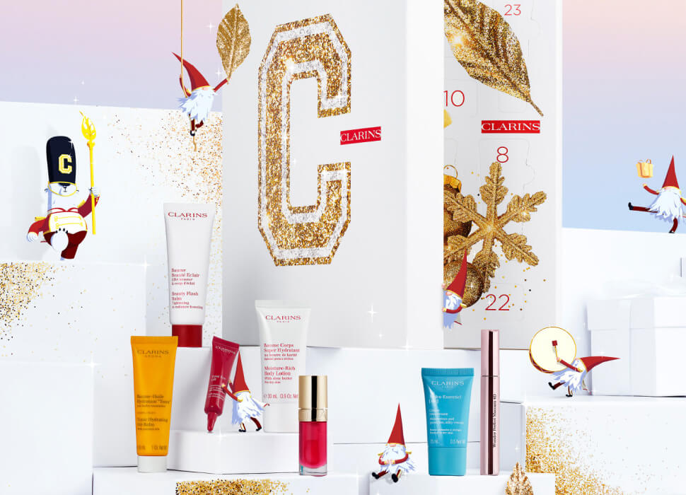 Öppnad 24-askars adventskalender inklusive ett antal produkter