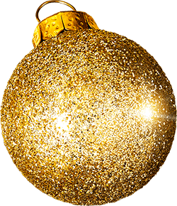 Juldekoration med guldkorn och gulddetaljer i bakgrunden