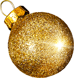 Juldekoration med guldkorn och gulddetaljer i bakgrunden