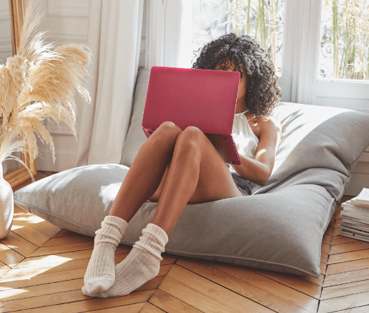 Woman in front of her computer